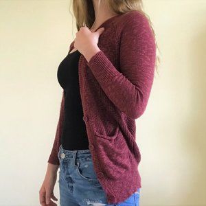 Dark Pink-Maroon Slouchy Cardigan Sweater